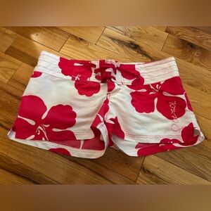 White and Pink Athletic Shorts with Floral Print